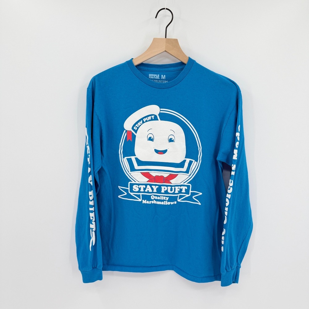Ghostbusters Stay Puft Retro Graphic Tee Long Sleeve Unisex Medium 80's